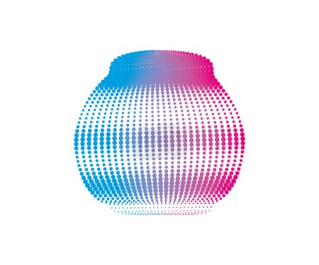 Illustration for Abstract background with circles, halftone dot pattern of a wave black halftone dot pattern of a wave, background texture for text raster circle dots black color,a blue and pink swirl logo, a circular dot pattern with blue and pink colors, black dot - Royalty Free Image