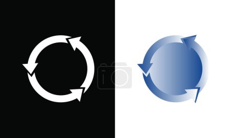 Ilustración de Logo del círculo redondo Diseño vectorial color blanco y negro, color degradado del icono del círculo de flecha redonda - Imagen libre de derechos