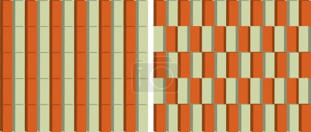 Téléchargez les illustrations : Deux vecteurs différents de motif rayures orange et vert, dessin motif carrelage chevauchement vecteur rayures vectorielles vecteur - en licence libre de droit