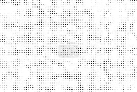 Ilustración de Un conjunto de patrón vintage de medio tono en blanco y negro, fondo de textura de pared grunge con punto de medio tono, puntos abstractos cuadrados, patrón de medio tono, puntos aleatorios, punto, mapa de bits, ruido, malla, - Imagen libre de derechos