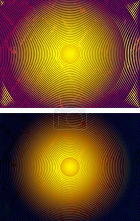 a set of three abstract backgrounds with different colors, spiral fingerprint effect pattern on a black background with red and blue color, abstract background with circle,