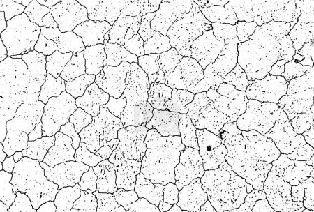 ein schwarz-weißer Vektor eines rissigen Land Grunge, eine schwarz-weiße Zeichnung einer rissigen Wand, rissiger und rissiger weißer Grunge-Effekt mit ein paar kleinen Löchern, eine schwarz-weiße Zeichnung von rissigem Boden,