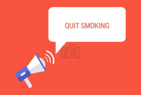 Illustration for Quit smoking announcement speech bubble with megaphone, Quit smoking text speech bubble vector illustration - Royalty Free Image