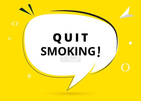 Illustration for Quit smoking speech bubble text. Hi There on bright color for Sticker, Banner and Poster. vector illustration. - Royalty Free Image