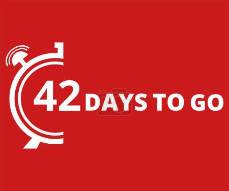 Illustration for 42 Days to go Countdown left days banner. Banner and Poster. vector illustration. - Royalty Free Image
