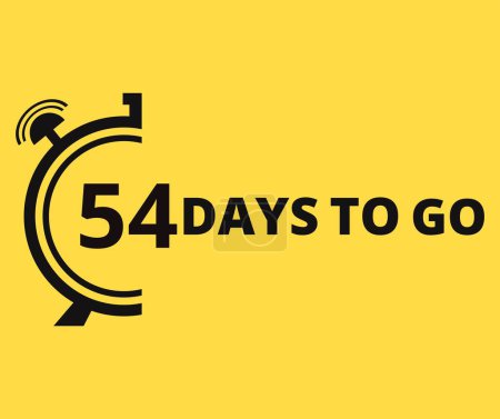Illustration for 54 Days to go Countdown left days banner. Banner and Poster. vector illustration. - Royalty Free Image