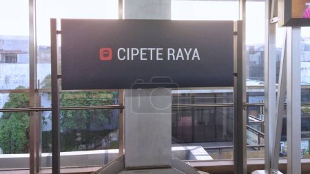 Photo for Jakarta, August 19, 2023 : Sign board of Cipete Raya MRT station - Royalty Free Image