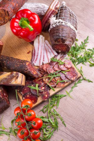 Vegetables and meat delicatessen