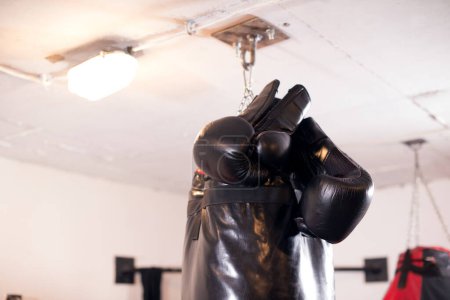 Boxing Glove and Punching Bag in Foreground