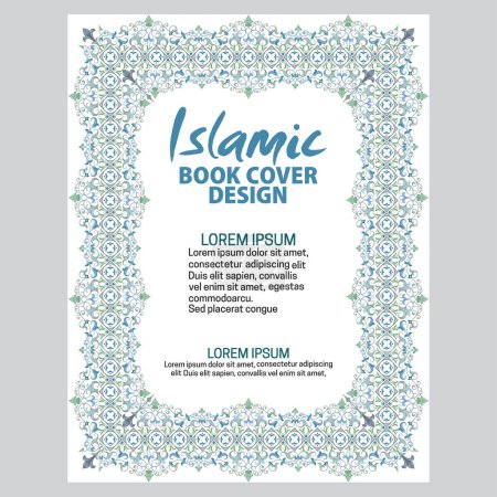 Ilustración de Libro árabe cubierta diseño vector corona portada libro islámico portada folleto - Imagen libre de derechos