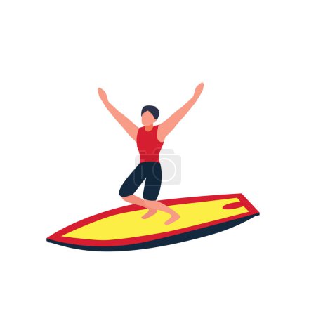 Illustration for Happy surfer on the board vector illustration - Royalty Free Image