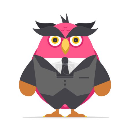 Téléchargez les illustrations : Hibou oiseau en costume personnage de dessin animé, illustration vectorielle - en licence libre de droit