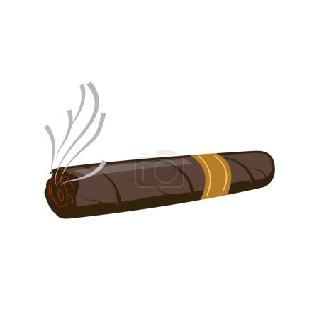 Illustration for Cigar or smoke, Gentleman emblem. Classic cigarette. flat old vintage, A tattered cigar with smoke. A sign of authority in the casino, vector illustrations - Royalty Free Image