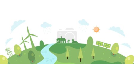 Illustration for Green city on earth, World environment and sustainable development concept, landscape city ecology, Vector illustration - Royalty Free Image