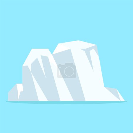 Téléchargez les illustrations : Vecteur d'iceberg flottant. Montagne de glace, grand morceau de glace bleue d'eau douce en eau libre. Caricature vectorielle de style plat. - en licence libre de droit