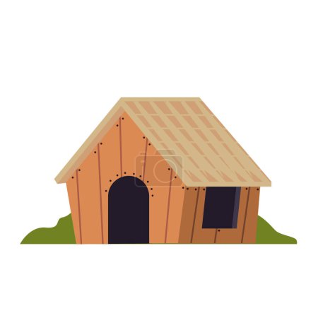 Téléchargez les illustrations : Conception vectorielle de hutte d'herbe, maisons de village, hutte de paille sur fond blanc conception vectorielle - en licence libre de droit