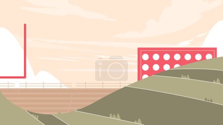 Illustration for American football arena field, flat stadium, soccer game American, background arena football, modern flat illustrations - Royalty Free Image