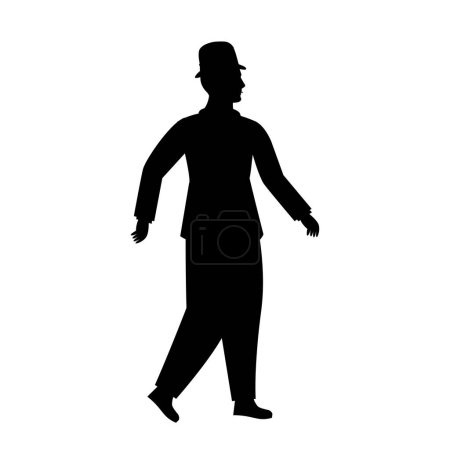 Illustration for Silhouette of Man in hat, a gentleman in a tuxedo , vector isolated. - Royalty Free Image