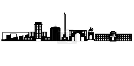 Téléchargez les illustrations : Houston USA silhouette des toits et des monuments, Illustration vectorielle de silhouette Skyline - en licence libre de droit