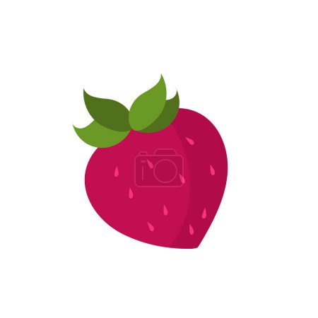 Ilustración de Fresa fruta roja de verano, ilustración gráfica vectorial. Impresión vegetariana café, póster, tarjeta. Postre natural, orgánico dulce, baya fresca - Imagen libre de derechos