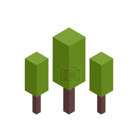 Illustration for Trees isometric. 3d tree collection. Vector illustration. - Royalty Free Image