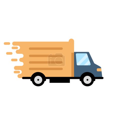 Ilustración de Envío camión de entrega rápida. Servicio de entrega en línea. Entrega urgente, rápido. Camión de envío rápido para aplicaciones y sitios web. Línea furgoneta de carga moviéndose rápido. - Imagen libre de derechos