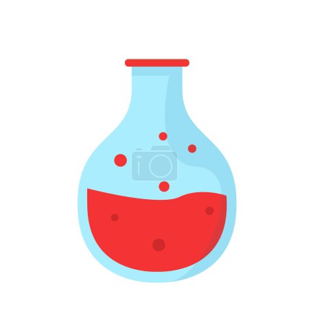 Illustration for Vector Illustration of Laboratory Test Tubes, laboratory glass flask with chemical liquid, scientific object vector icon - Royalty Free Image