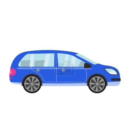Téléchargez les illustrations : Voitures bleues. vue de côté voiture, Illustration vectorielle dans le style plat. - en licence libre de droit