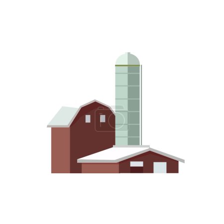 Illustration for Farm icon. Farm buildings on white background, barn cowshed building, Vector illustration. - Royalty Free Image