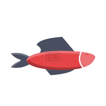 Téléchargez les illustrations : Poisson de couleur rouge, illustration de poissons d'aquarium vectoriel. icône de poisson aquarium plat pour votre conception. - en licence libre de droit