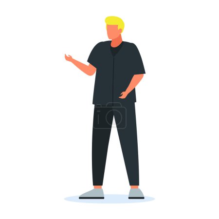Illustration for Male character , man pose, Businessman flat design concept presenting process gestures, actions and poses. Vector flat character design. - Royalty Free Image