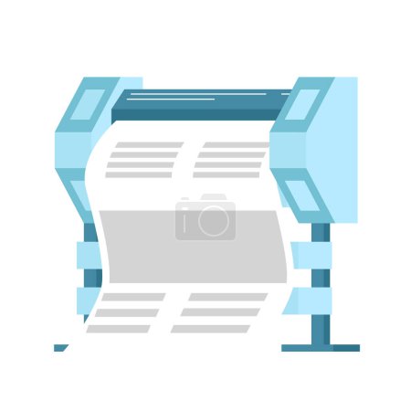 Illustration for Printer vector illustrations, Equipment for working, Printing publishing document. Print shop services, printing process. Press production. Typography workflow. - Royalty Free Image