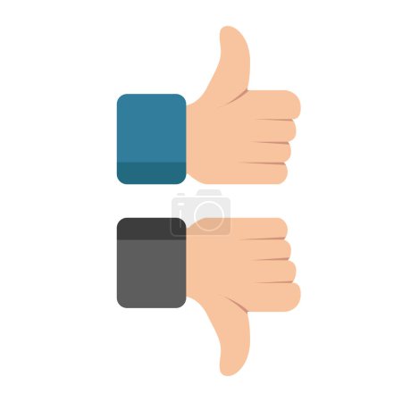Illustration for Thumbs up and down, like and dislike icon for social network. Vector illustration hand. - Royalty Free Image