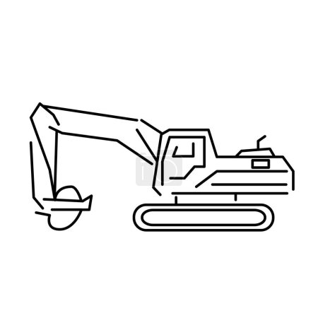 Téléchargez les illustrations : Icône de ligne de pelle. camion construction icône vecteur sur fond blanc, élément pour site web ou blog - en licence libre de droit