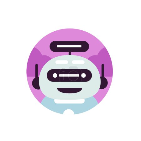 Ilustración de Bot icono moderno piso. Chatbot y concepto de soporte en línea. Lindo robot. Icono de mensajero de chat. Icono de soporte o servicio. - Imagen libre de derechos