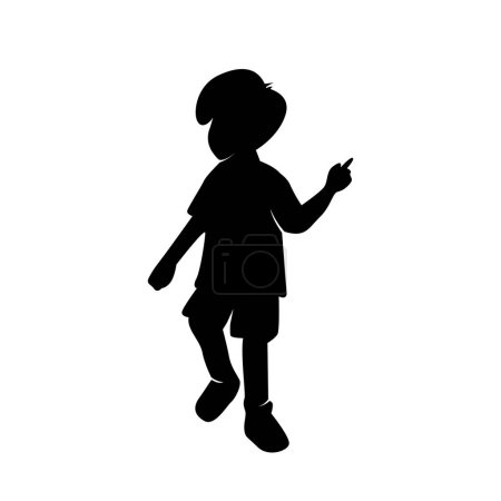Ilustración de Silueta negra de niño apuntando al cielo. Silueta de niño. Ilustración vectorial - Imagen libre de derechos