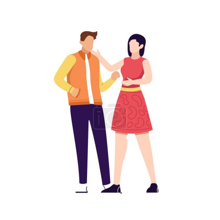 Téléchargez les illustrations : Jeune couple parlant ensemble. Les gens communiquent. Les gens parlent. Illustration vectorielle plate - en licence libre de droit