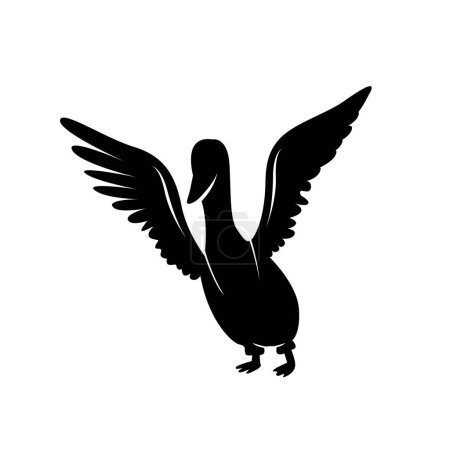 Illustration for Silhouette goose on white background, icon, vector illustration. goose walking vector. - Royalty Free Image