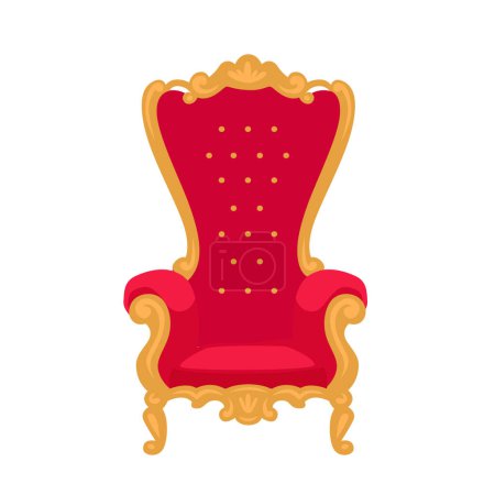 Illustration for Luxury antique red chair . The royal throne is gilded, old exclusive carved furniture from expensive materials icons. vector illustration isolated on white background. - Royalty Free Image