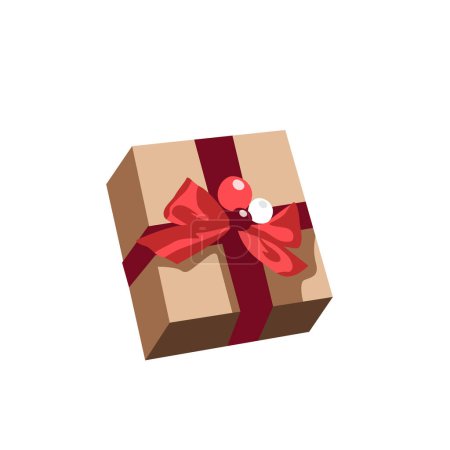 Téléchargez les illustrations : Boîte cadeau, boîte cadeau brun surprise, célébration d'anniversaire, paquet cadeau spécial, cadeau de programme de fidélité, icône vectorielle cadeau merveille, illustration plate - en licence libre de droit