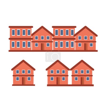 Ilustración de Bonitas casas. Casa urbana, exterior del hogar, ilustración vectorial plana aislada sobre fondo blanco - Imagen libre de derechos