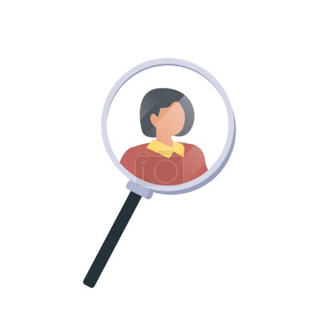 Illustration for Magnifying glass avatar icons, element for Recruitment process concept. Search for workers vector illustration - Royalty Free Image