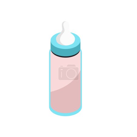 Téléchargez les illustrations : Isométrique du biberon. icône de biberon de lait bébé. illustration vectorielle pour le web. - en licence libre de droit