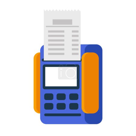 Ilustración de Pago con tarjeta de crédito mediante terminal POS, pago aprobado. Ilustración vectorial plana. - Imagen libre de derechos