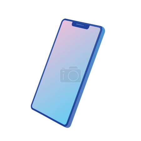 Illustration for Smartphone screen frame blank, rotated position. 3d isometric illustration of mobile phone. Smartphone perspective view. Template for infographic or presentation UI design interface. - Royalty Free Image