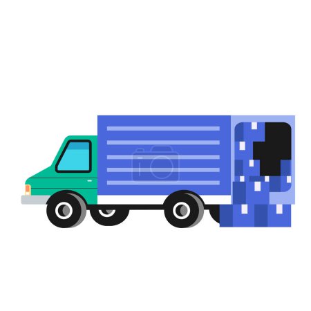 Illustration for Truck of logistic, Open and closed door of container. back view of truck. Cargo transportation concept. Express delivery services, Vector illustration. - Royalty Free Image