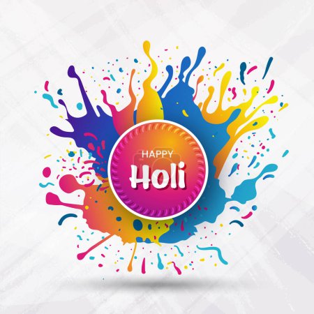 Happy Holi festival text. Indian festival of colors with Colorful splash background. Vector illustration