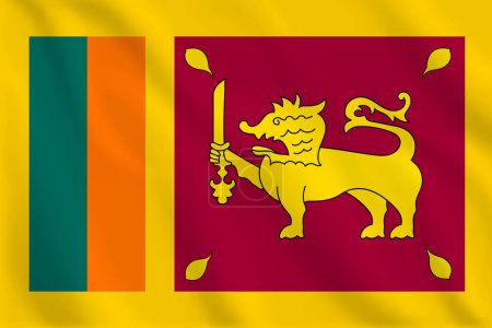 3d illustration waving flag of Sri Lanka. Vector flag of Sri Lanka. Symbol of Sri Lanka.