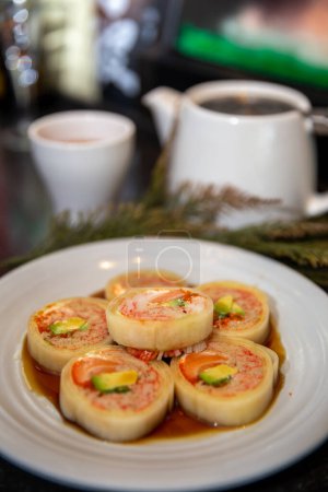 Photo for Naruto Roll with ponzu sauce as an appetizer - Royalty Free Image