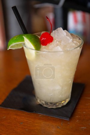 Photo for Unsalted Iced Margarita at a bar - Royalty Free Image